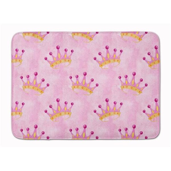 Carolines Treasures Carolines Treasures BB7546RUG Watercolor Princess Crown on Pink Machine Washable Memory Foam Mat BB7546RUG - main